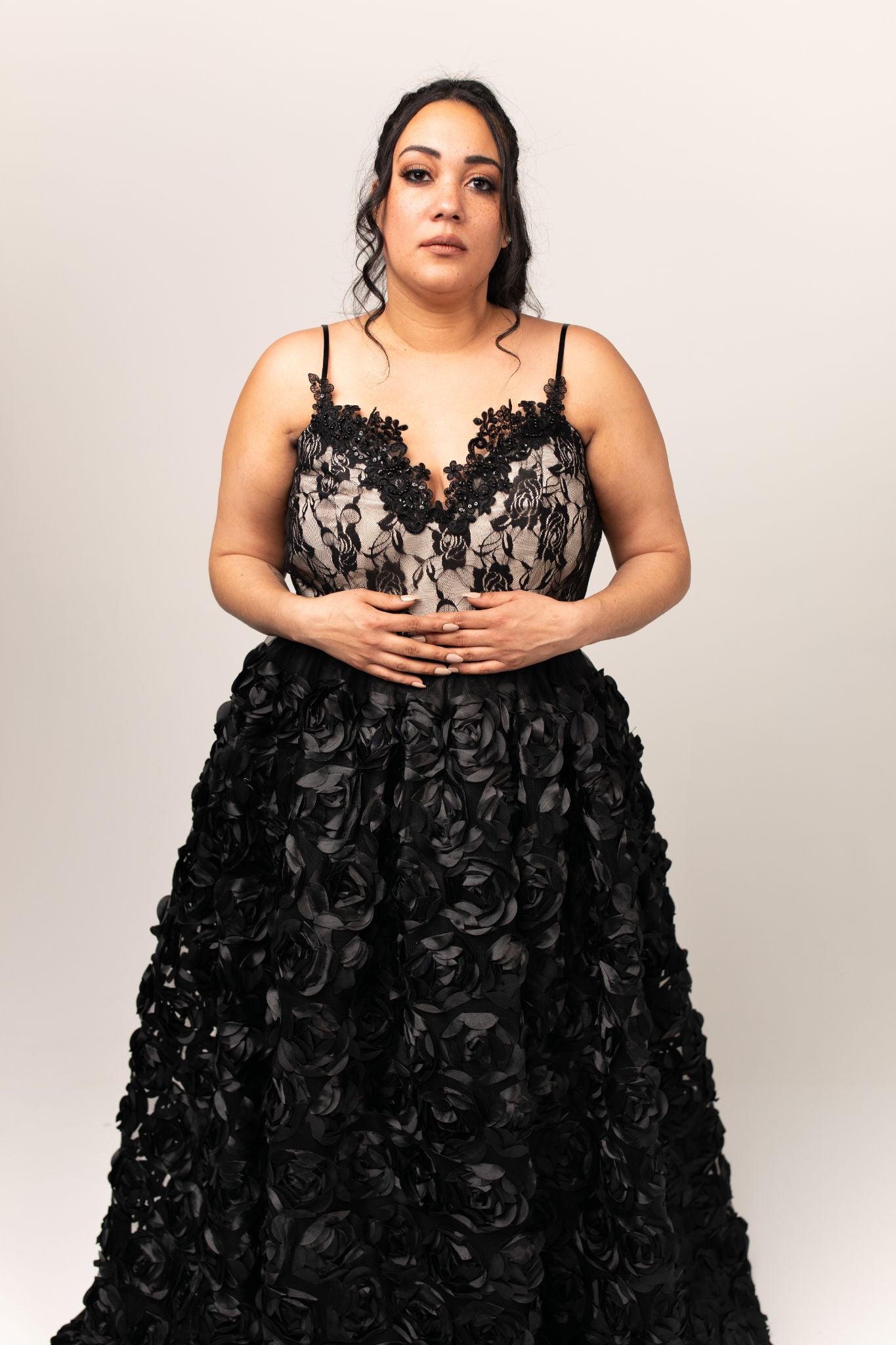 Dahlia Gown with Satin Rosette Skirt