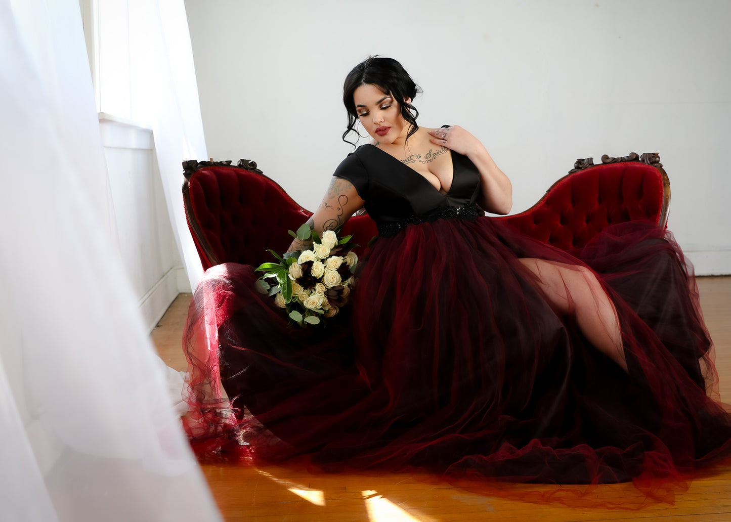 Nora Gown with Beaded Tulle Skirt