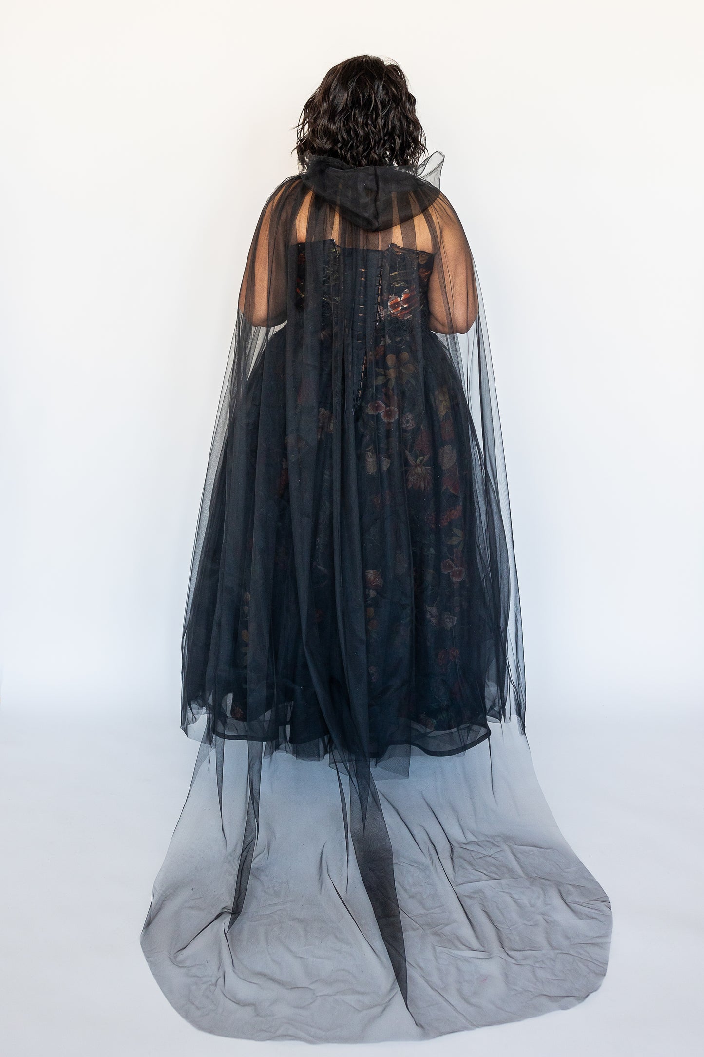 Hooded Tulle Cape Veil