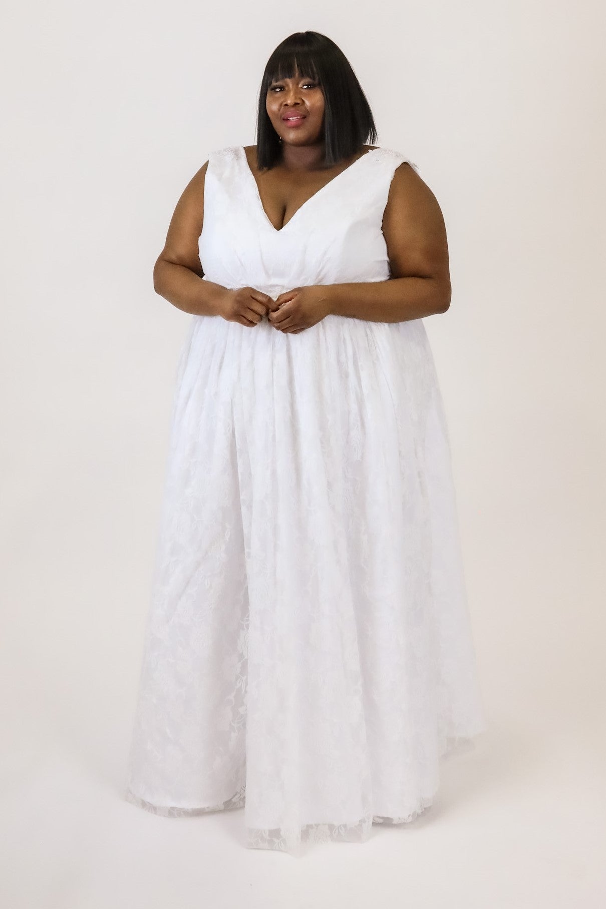Size 24-28 Sample - Natasha Goddess Gown - White