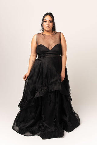 Adelaide Gown with High-low Organza Skirt