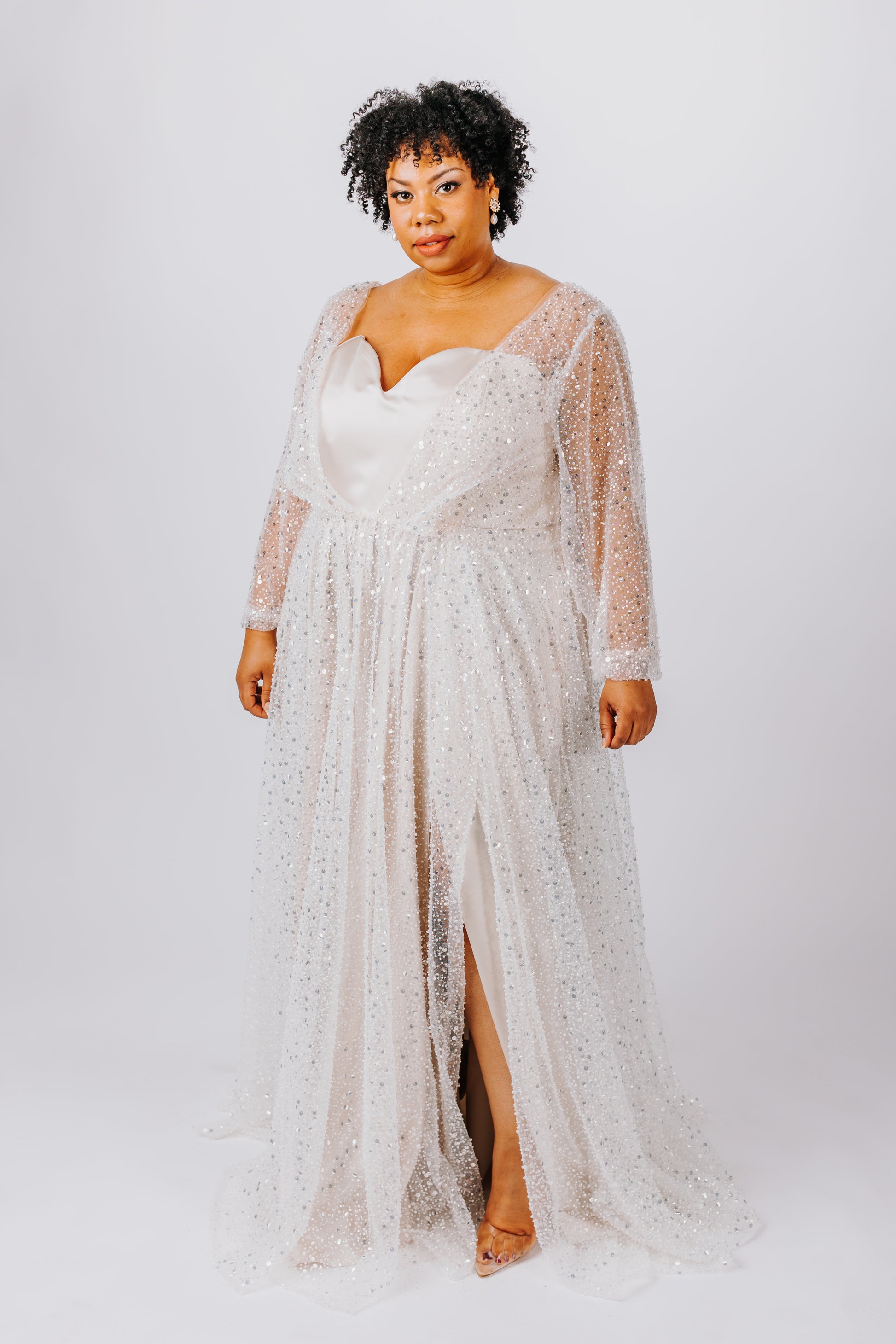 beaded dress overlay Beaded Gown With Draped Overlay Cape - Luxury Evening Dress | Rami Al Ali Purple / FR 44