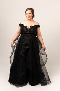 Barbera Gown with Cascading Glitter Tulle Skirt