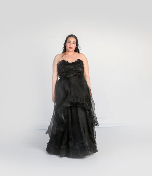 Barbera Gown with High-low Organza Skirt