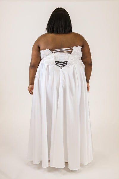 Barbera Gown with Pleated Satin Skirt