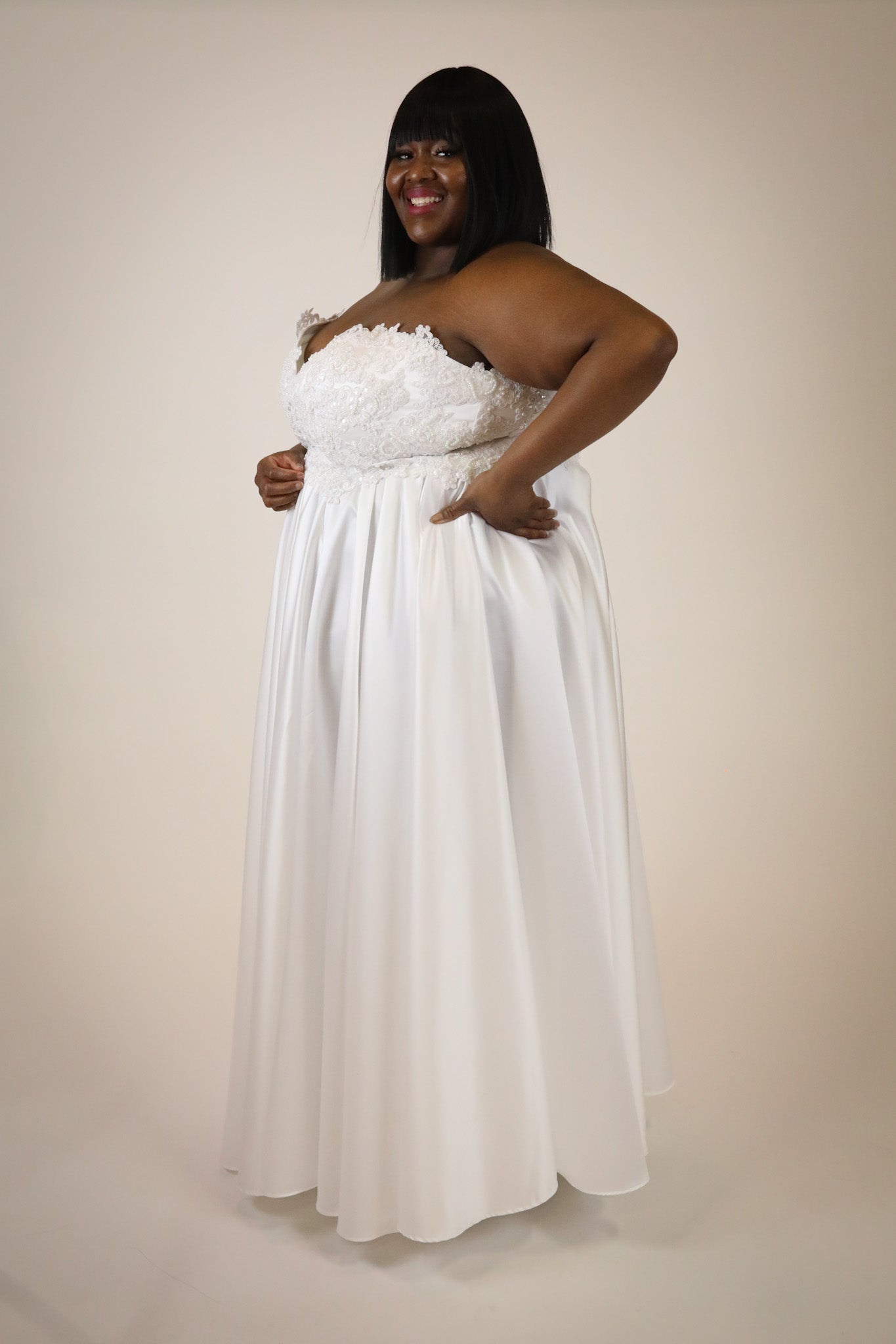 Barbera Gown with Pleated Satin Skirt