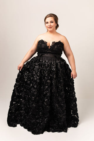 Barbera Gown with Satin Rosette Skirt