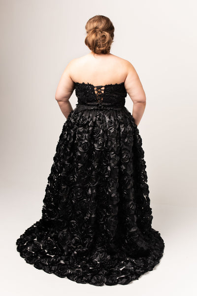 Barbera Gown with Satin Rosette Skirt