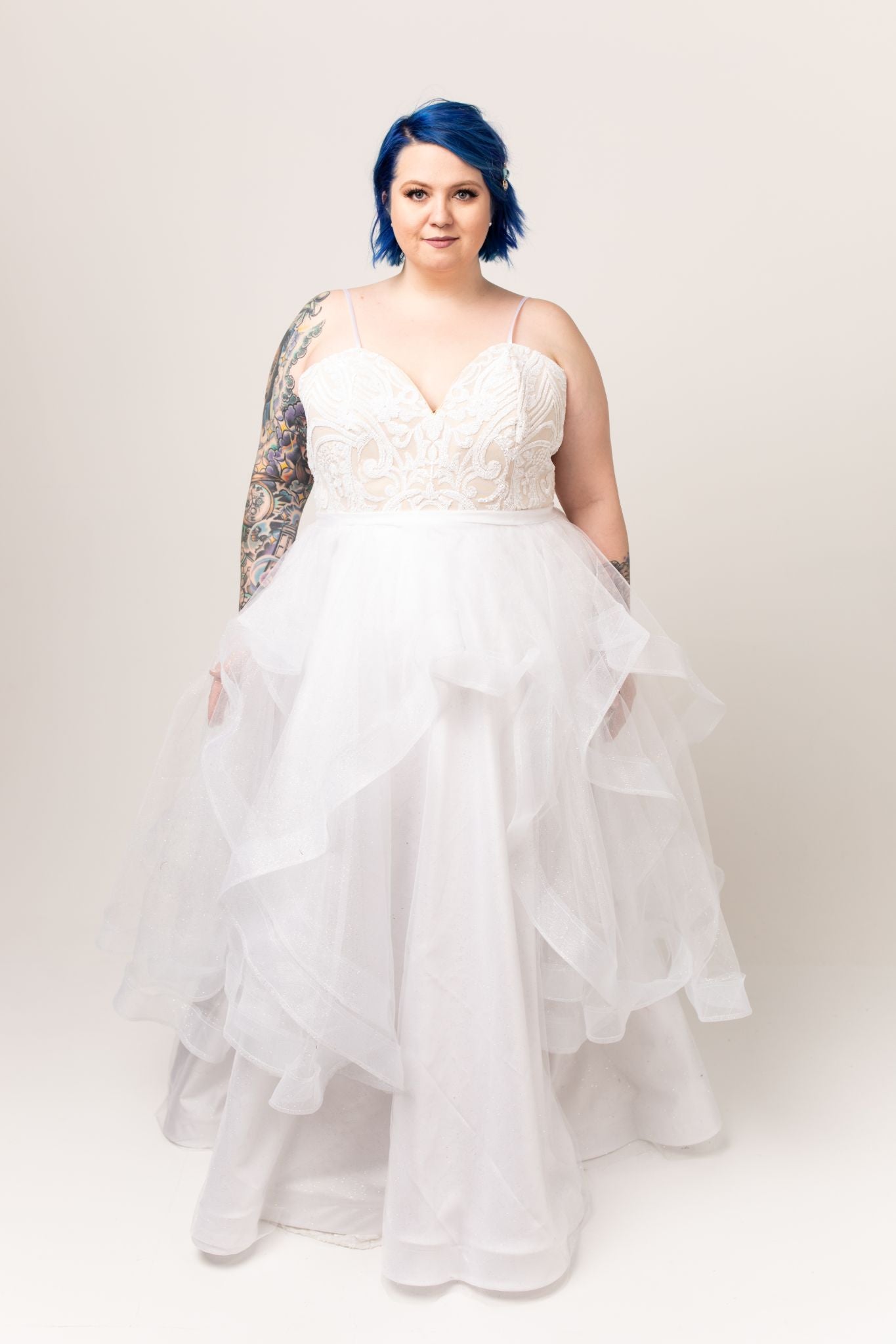 Cierra Gown with Cascading Glitter Tulle Skirt
