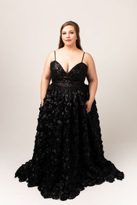 Cierra Gown with Satin Rosette Skirt