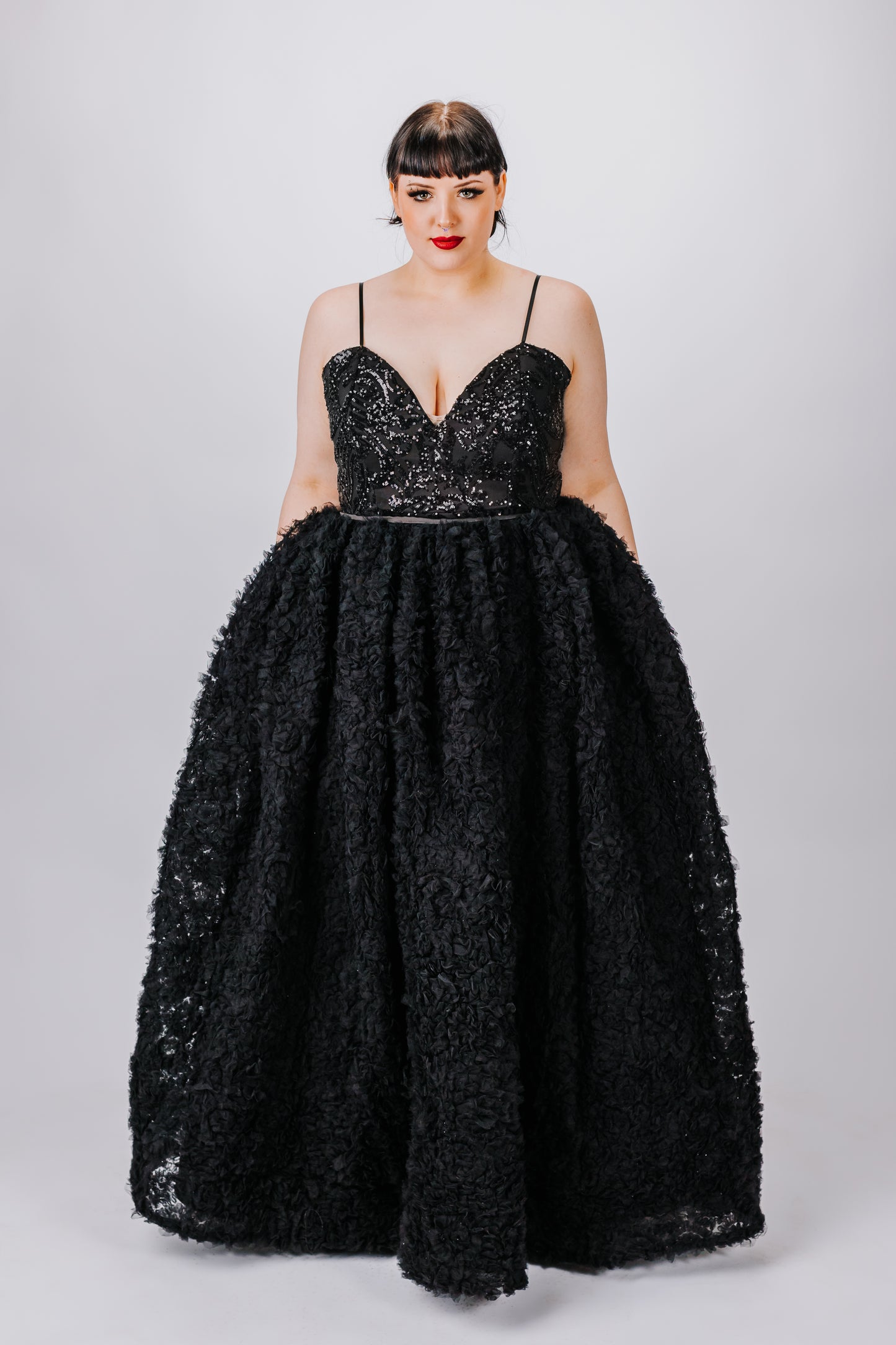 Cierra Gown with Textured Tulle Skirt
