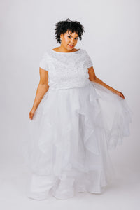 Katie Gown with Glitter Tulle Cascading Skirt