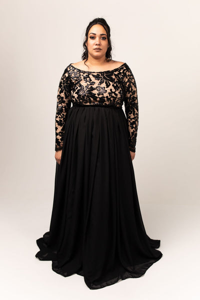 Noir Gown with Chiffon Skirt