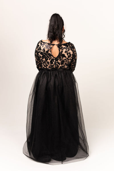 Noir Gown with Glitter Tulle Skirt
