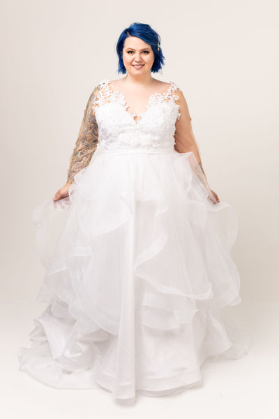 Viola Gown with Cascading Glitter Tulle Skirt