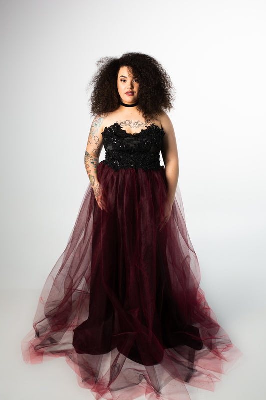 Barbera Gown with Beaded Tulle Skirt