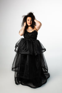 Barbera Gown with Tiered Organza Skirt