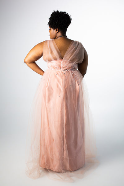 Rosé Embellished Tulle Goddess Gown