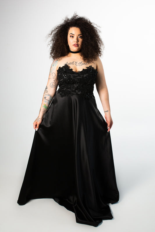 Barbera Gown with Satin Skirt
